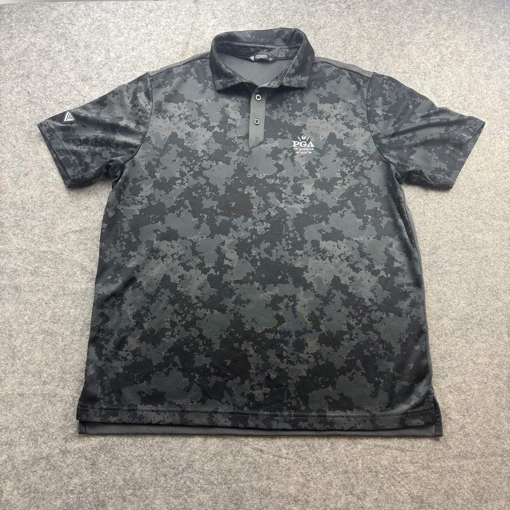 PGA Of America Polo Shirt Mens Large Black Cano Levelwear Golf 1916 Logo